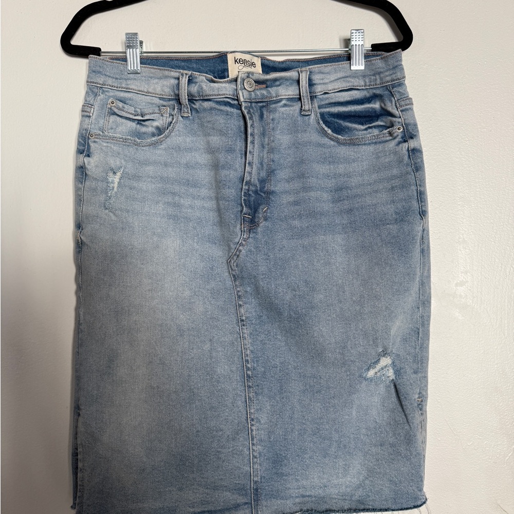 Kensie Blue Knee-Length Pencil Skirt